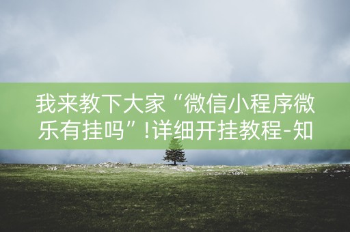 我来教下大家“微信小程序微乐有挂吗”!详细开挂教程-知乎