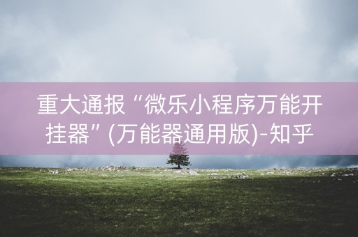 重大通报“微乐小程序万能开挂器”(万能器通用版)-知乎