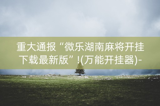 重大通报“微乐湖南麻将开挂下载最新版”!(万能开挂器)-知乎