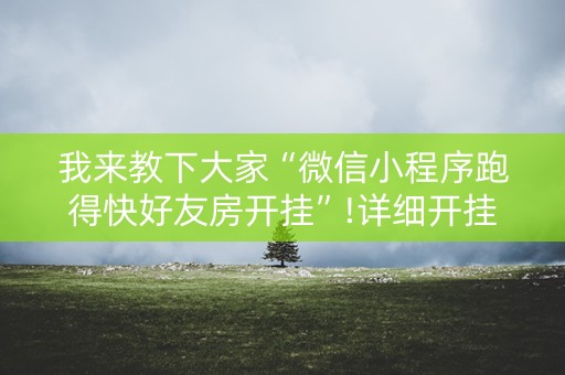 我来教下大家“微信小程序跑得快好友房开挂”!详细开挂教程-知乎