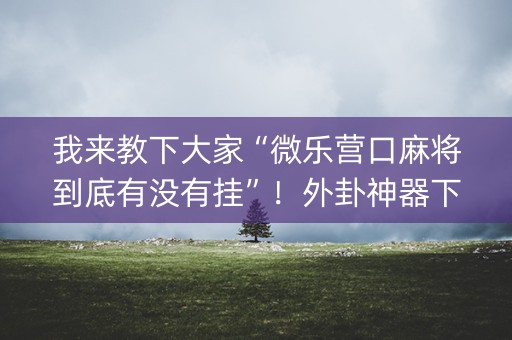 我来教下大家“微乐营口麻将到底有没有挂”！外卦神器下载安装（确实真的有挂)-知乎