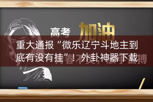 重大通报“微乐辽宁斗地主到底有没有挂”！外卦神器下载安装（确实真的有挂)-知乎