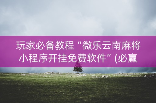 玩家必备教程“微乐云南麻将小程序开挂免费软件”(必赢神器下载)-知乎