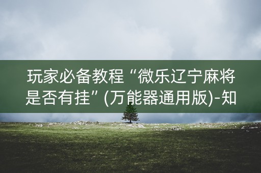 玩家必备教程“微乐辽宁麻将是否有挂”(万能器通用版)-知乎