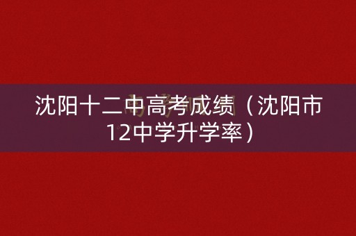 沈阳十二中高考成绩（沈阳市12中学升学率）