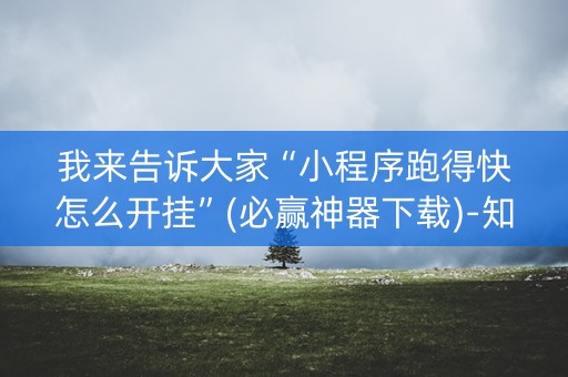 我来告诉大家“小程序跑得快怎么开挂”(必赢神器下载)-知乎