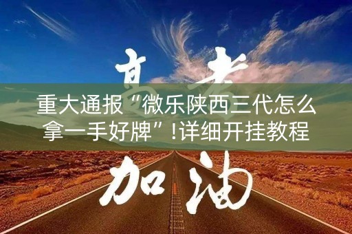 重大通报“微乐陕西三代怎么拿一手好牌”!详细开挂教程-知乎