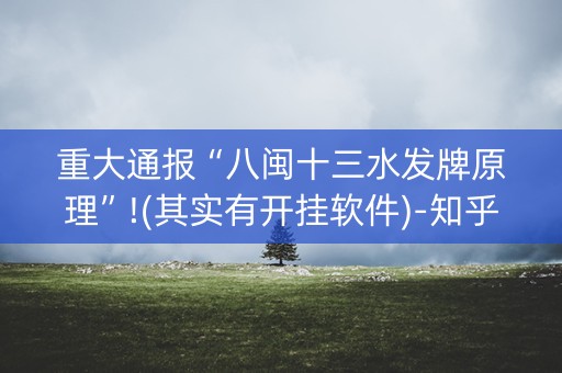 重大通报“八闽十三水发牌原理”!(其实有开挂软件)-知乎