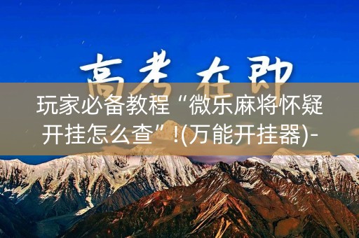 玩家必备教程“微乐麻将怀疑开挂怎么查”!(万能开挂器)-知乎