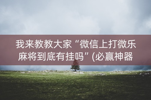 我来教教大家“微信上打微乐麻将到底有挂吗”(必赢神器软件)-知乎