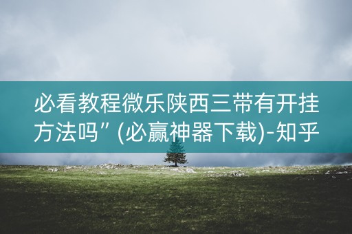 必看教程微乐陕西三带有开挂方法吗”(必赢神器下载)-知乎
