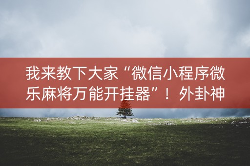 我来教下大家“微信小程序微乐麻将万能开挂器”！外卦神器下载安装（确实真的有挂)-知乎