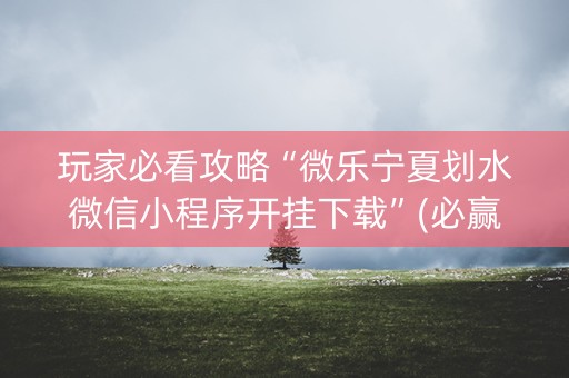 玩家必看攻略“微乐宁夏划水微信小程序开挂下载”(必赢神器下载)-知乎