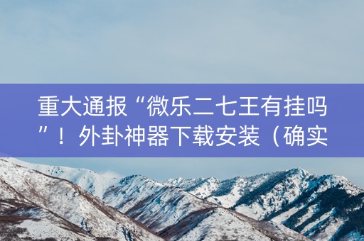 重大通报“微乐二七王有挂吗”！外卦神器下载安装（确实真的有挂)-知乎