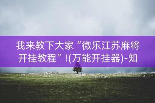 我来教下大家“微乐江苏麻将开挂教程”!(万能开挂器)-知乎