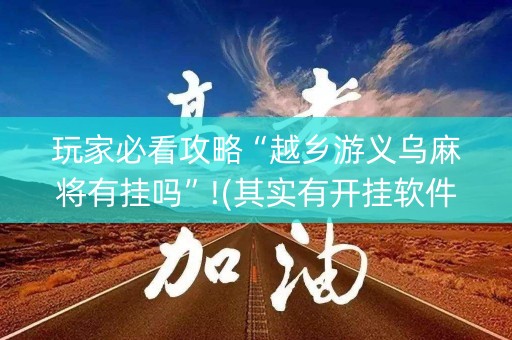 玩家必看攻略“越乡游义乌麻将有挂吗”!(其实有开挂软件)-知乎