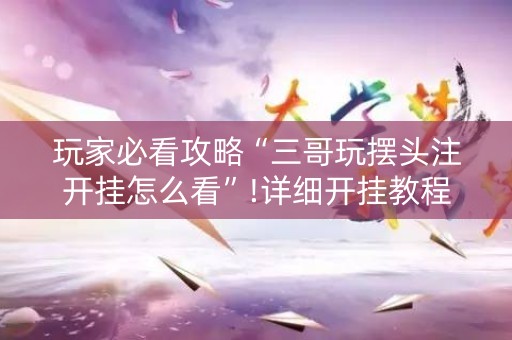 玩家必看攻略“三哥玩摆头注开挂怎么看”!详细开挂教程-知乎