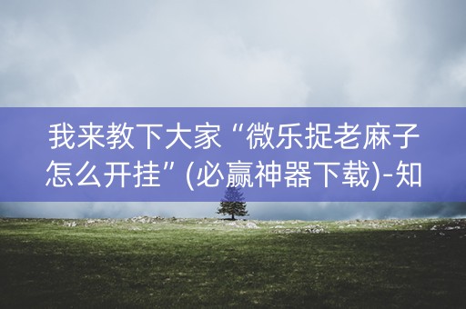 我来教下大家“微乐捉老麻子怎么开挂”(必赢神器下载)-知乎