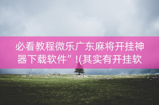 必看教程微乐广东麻将开挂神器下载软件”!(其实有开挂软件)-知乎