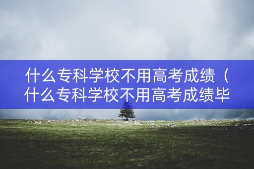 什么专科学校不用高考成绩（什么专科学校不用高考成绩毕业证）