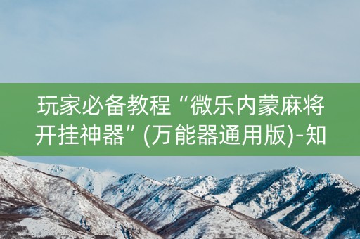 玩家必备教程“微乐内蒙麻将开挂神器”(万能器通用版)-知乎