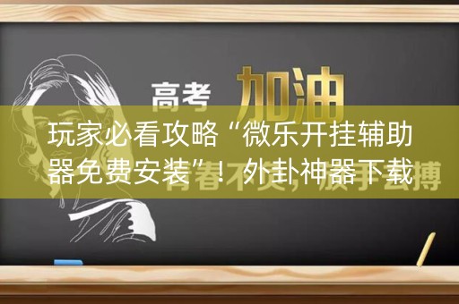 玩家必看攻略“微乐开挂辅助器免费安装”！外卦神器下载安装（确实真的有挂)-知乎
