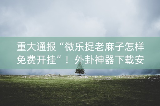 重大通报“微乐捉老麻子怎样免费开挂”！外卦神器下载安装（确实真的有挂)-知乎