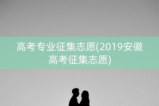 高考专业征集志愿(2019安徽高考征集志愿)