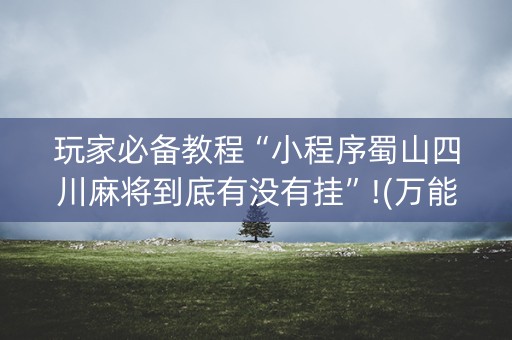 玩家必备教程“小程序蜀山四川麻将到底有没有挂”!(万能开挂器)-知乎