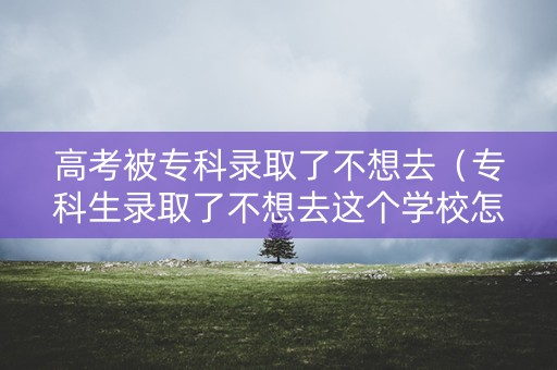 高考被专科录取了不想去（专科生录取了不想去这个学校怎么办）