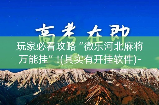 玩家必看攻略“微乐河北麻将万能挂”!(其实有开挂软件)-知乎