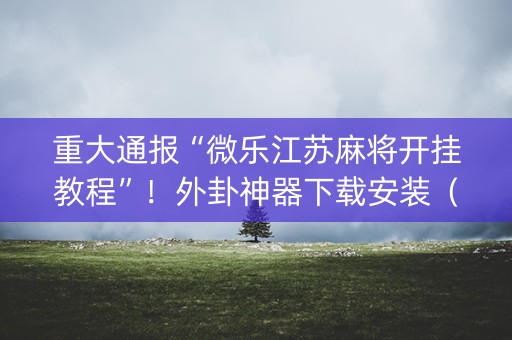 重大通报“微乐江苏麻将开挂教程”！外卦神器下载安装（确实真的有挂)-知乎