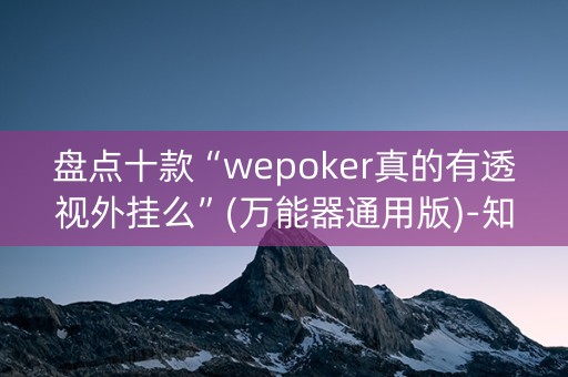 盘点十款“wepoker真的有透视外挂么”(万能器通用版)-知乎