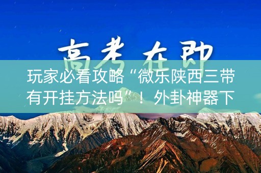 玩家必看攻略“微乐陕西三带有开挂方法吗”！外卦神器下载安装（确实真的有挂)-知乎