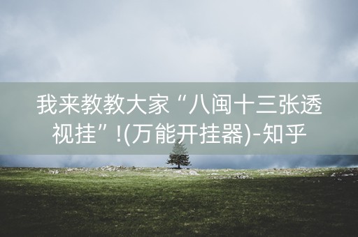 我来教教大家“八闽十三张透视挂”!(万能开挂器)-知乎