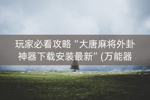 玩家必看攻略“大唐麻将外卦神器下载安装最新”(万能器通用版)-知乎