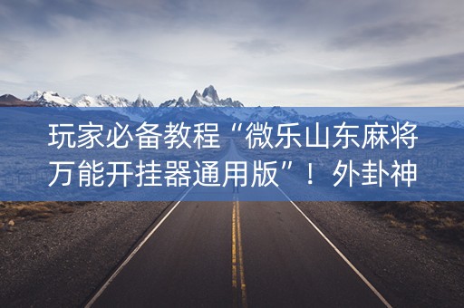 玩家必备教程“微乐山东麻将万能开挂器通用版”！外卦神器下载安装（确实真的有挂)-知乎