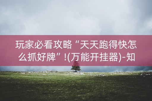 玩家必看攻略“天天跑得快怎么抓好牌”!(万能开挂器)-知乎