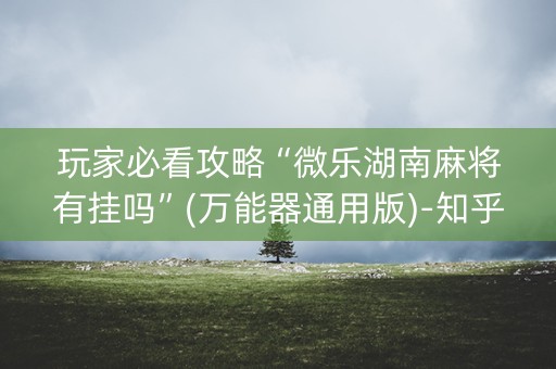 玩家必看攻略“微乐湖南麻将有挂吗”(万能器通用版)-知乎