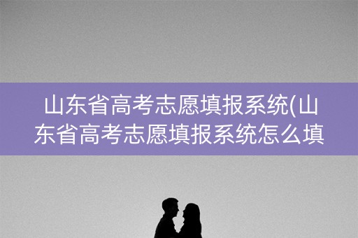 山东省高考志愿填报系统(山东省高考志愿填报系统怎么填)