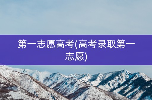 第一志愿高考(高考录取第一志愿)