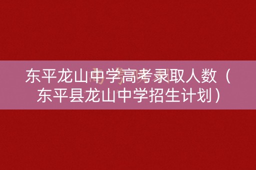 东平龙山中学高考录取人数（东平县龙山中学招生计划）