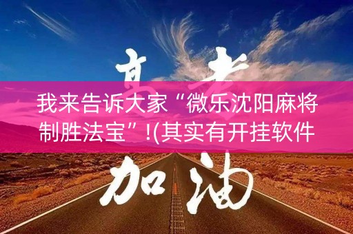 我来告诉大家“微乐沈阳麻将制胜法宝”!(其实有开挂软件)-知乎