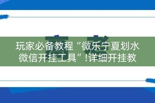 玩家必备教程“微乐宁夏划水微信开挂工具”!详细开挂教程-知乎