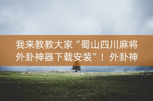 我来教教大家“蜀山四川麻将外卦神器下载安装”！外卦神器下载安装（确实真的有挂)-知乎