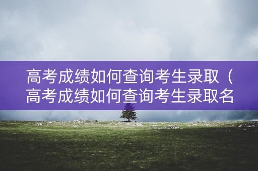 高考成绩如何查询考生录取（高考成绩如何查询考生录取名单）