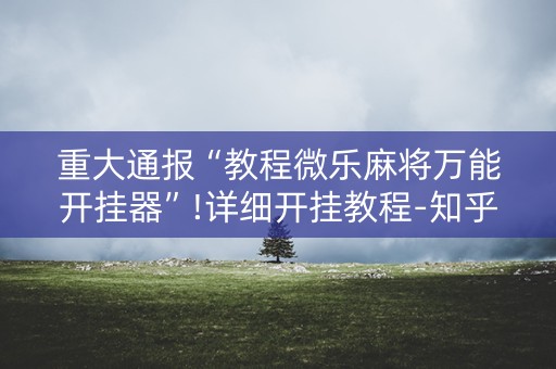 重大通报“教程微乐麻将万能开挂器”!详细开挂教程-知乎