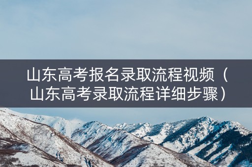 山东高考报名录取流程视频（山东高考录取流程详细步骤）