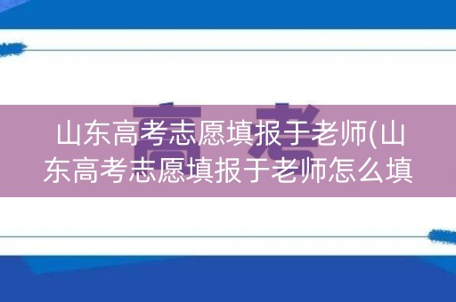 山东高考志愿填报于老师(山东高考志愿填报于老师怎么填)