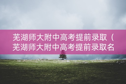 芜湖师大附中高考提前录取（芜湖师大附中高考提前录取名单）